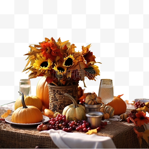 花园里的感恩节秋季餐桌装饰图片