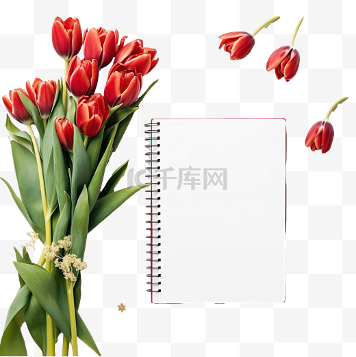 唯美可爱的红色郁金香花子弹日记图片