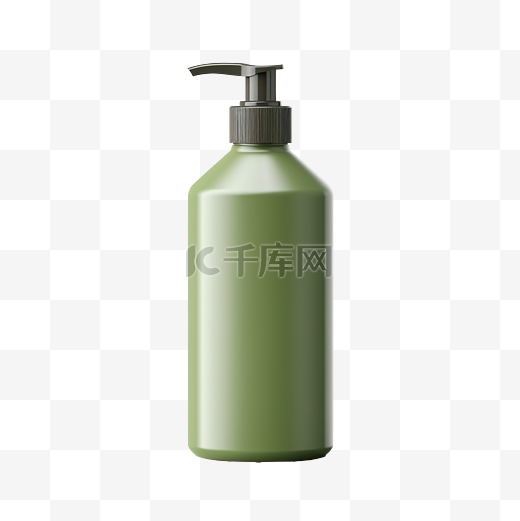 白色背景包装产品样机上的绿色化妆品泵瓶图片