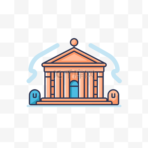图书馆和银行大楼图标矢量图图片