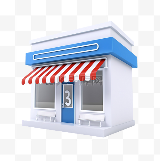 3D 商店或店面竖起大拇指独立创业特许经营业务在线购物概念 3D 插图或 3D 渲染图片