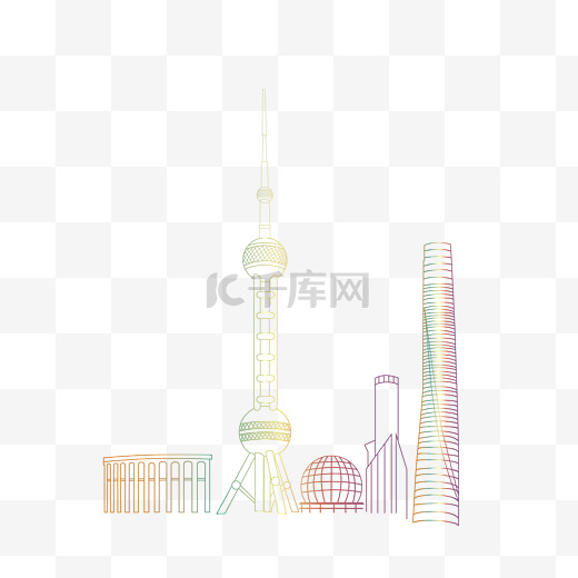上海地标建筑群矢量绘画免扣图png图片图片