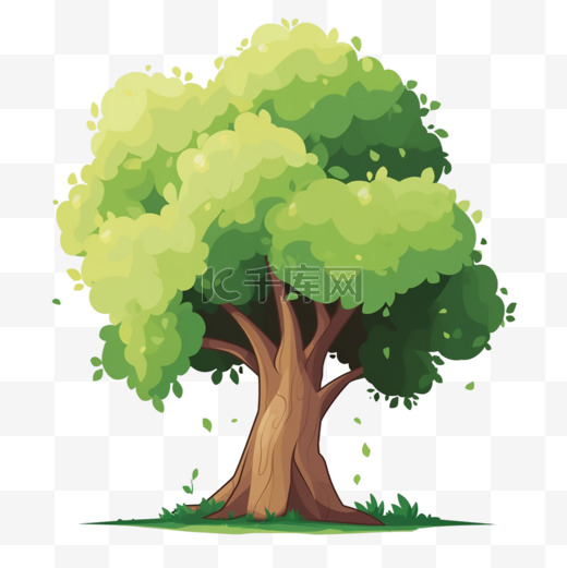 植树节卡通手绘绿色树木43免抠素材图片