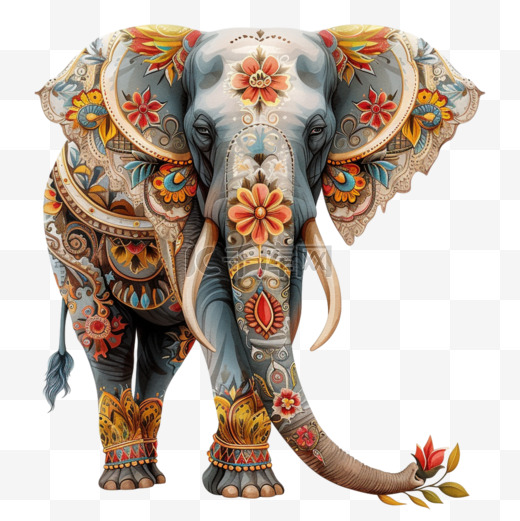 大象动物手绘插画元素免抠图片
