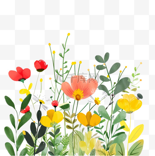 春天植物花草手绘元素图片