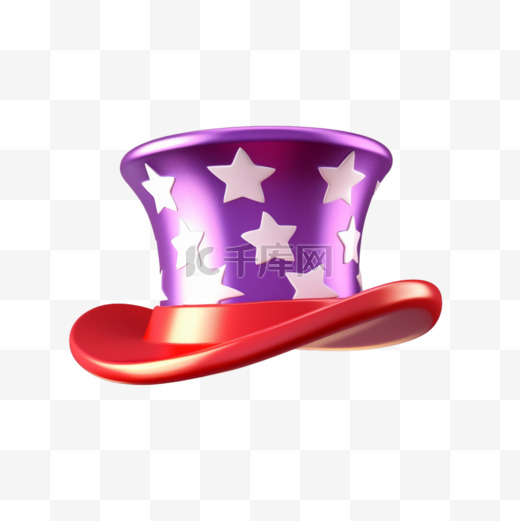 3d紫色愚人节魔术帽子PNG素材图片