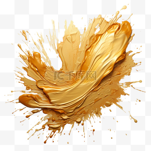 金黄泼墨元素立体免抠图案图片