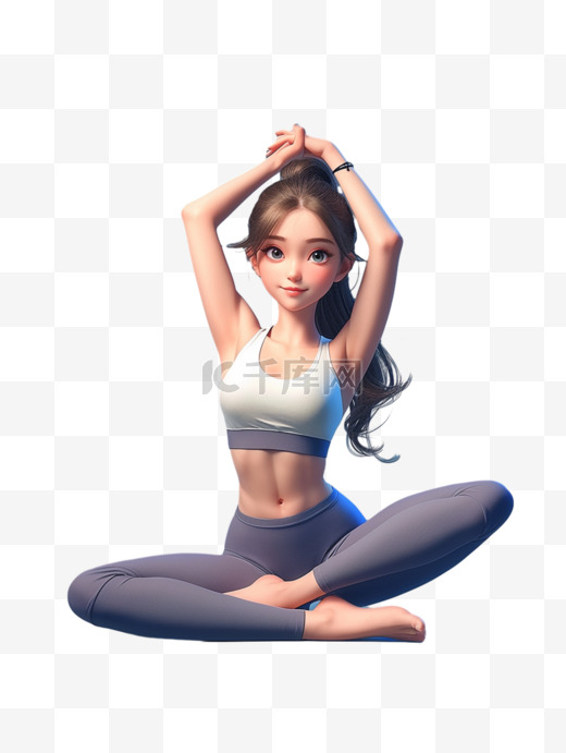 练习瑜伽的女孩免扣元素图片