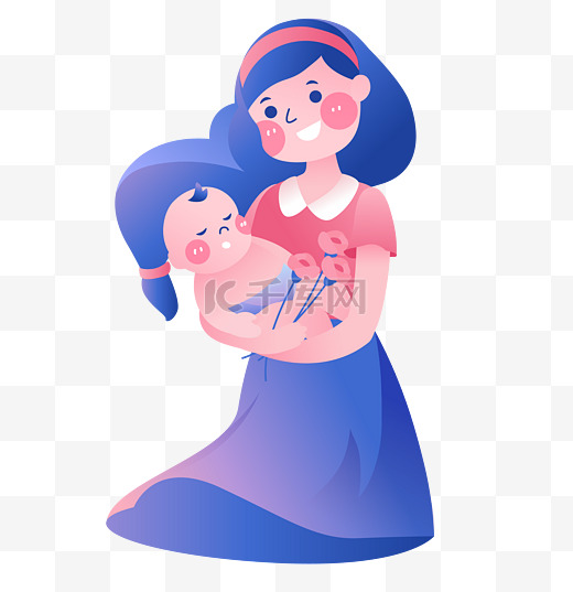 母亲节快乐扁平妈妈抱婴儿设计图图片