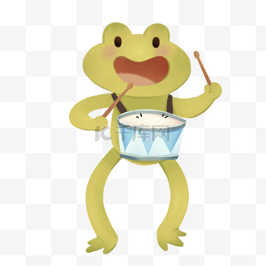 61儿童节玩乐器动物青蛙免抠素材图片