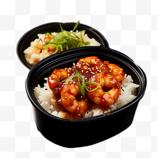 虾仁米饭元素立体免抠图案图片