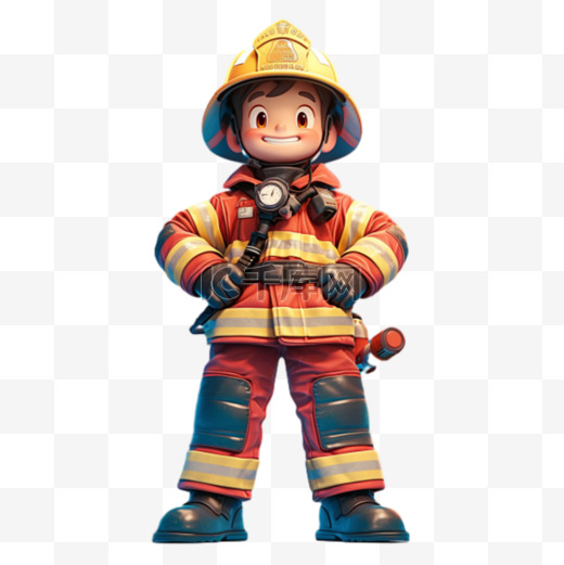 五一劳动节消防员3D人物形象元素图片