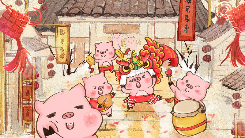 2019春节喜庆猪猪闹新春图片