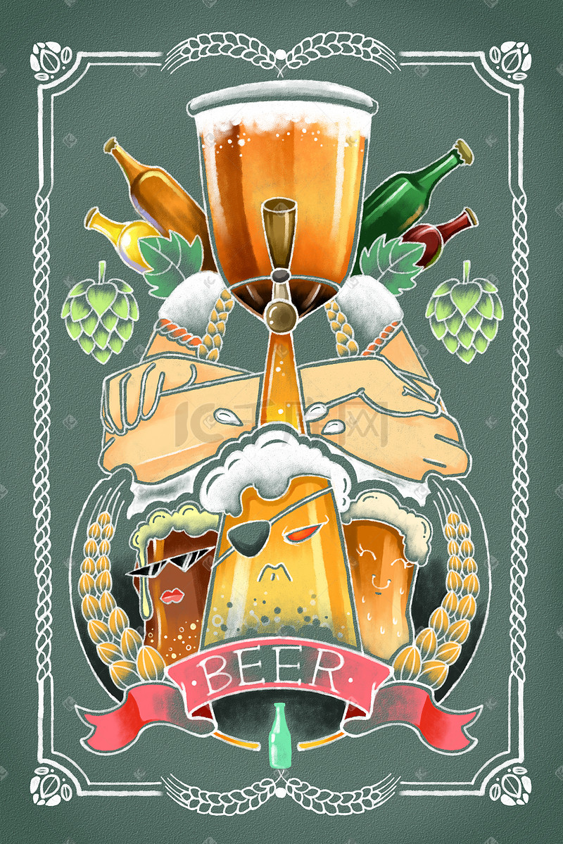 啤酒节日插画背景图片