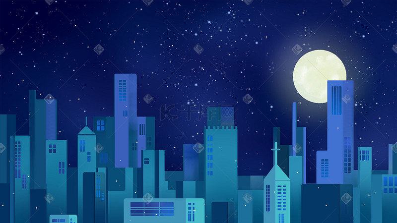 唯美卡通扁平蓝色环保夜晚地球一小时图片