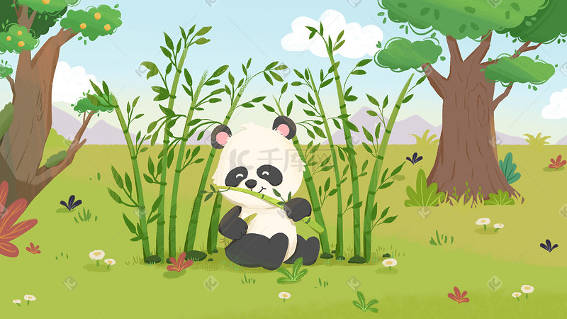 五月你好熊猫吃竹子图片