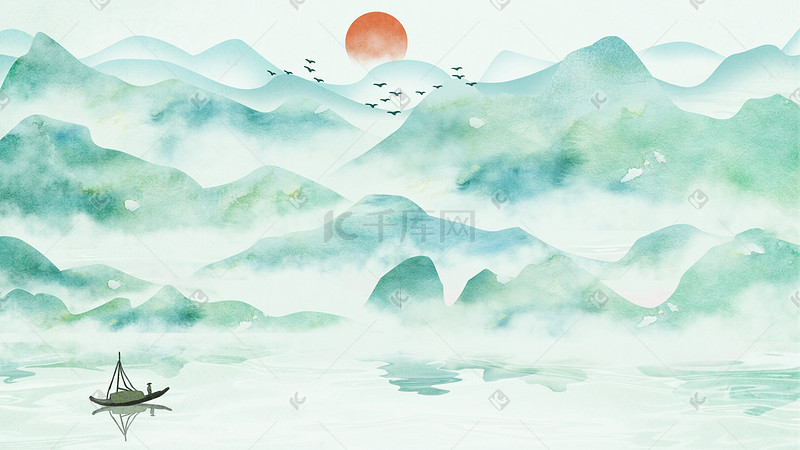 水墨山水中国风背景图片