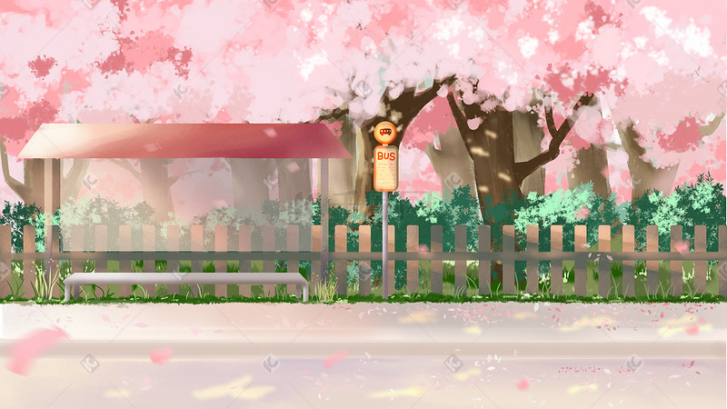 樱花春天樱花节之樱花车站场景花朵花图片