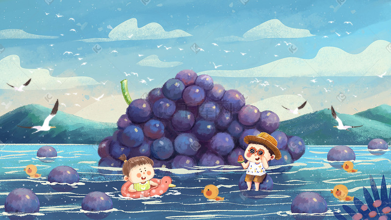夏季夏天水果葡萄场景图片