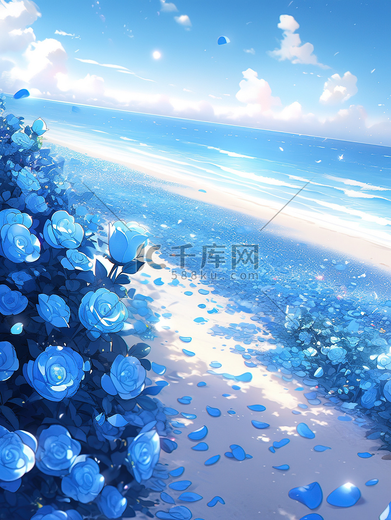 梦幻海边蓝色水晶玫瑰10图片