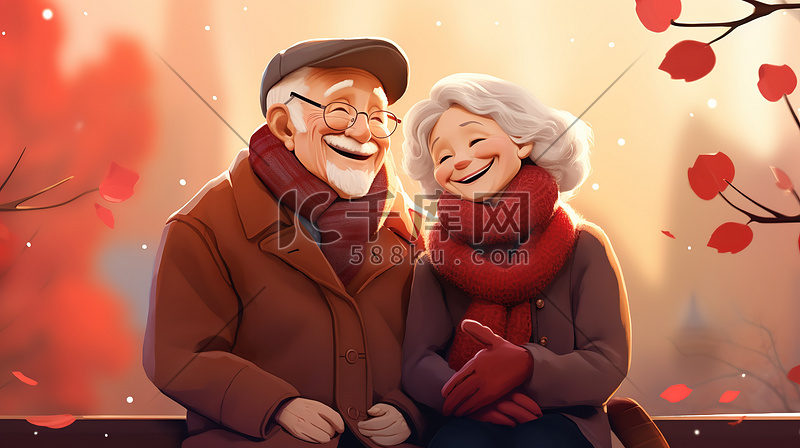 老人节重阳花老人夫妇笑容甜美12图片