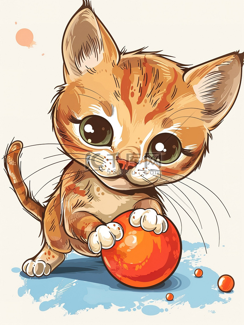 一个玩球的可爱的小猫图片图片