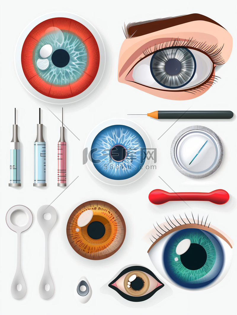 眼科和医疗服务图标平面设计单图片