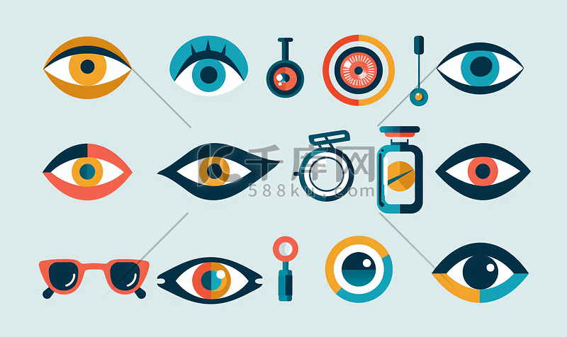 眼科和医疗服务图标平面设计单图片