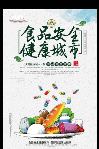 宣传贴画海报模板_食品安全健康城市宣传海报