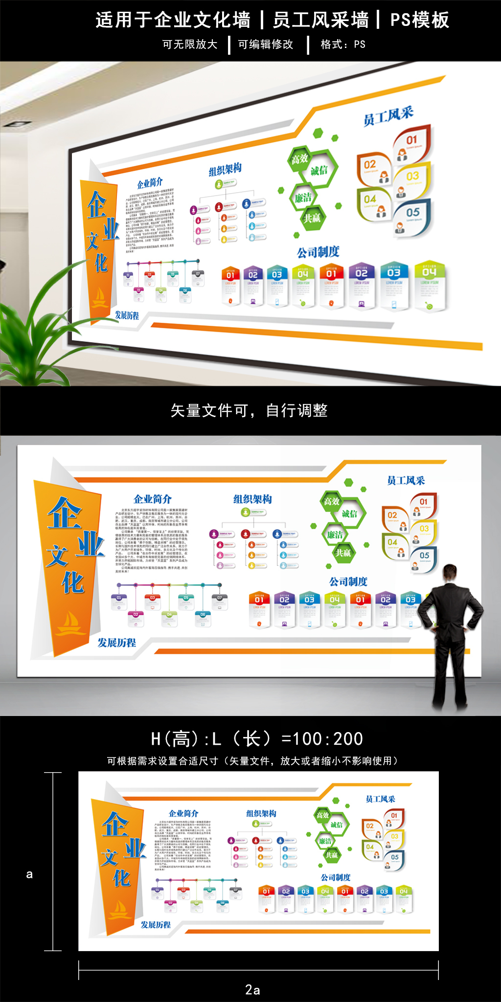 2017年微立体企业文化墙模板