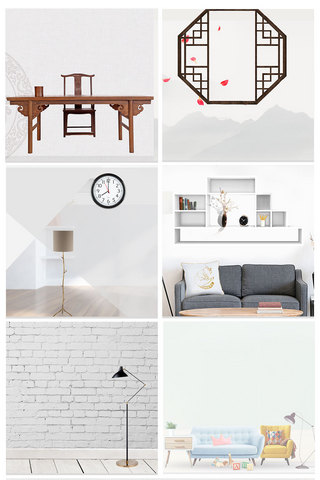 日式背景海报模板_简约古风中式家具主图背景