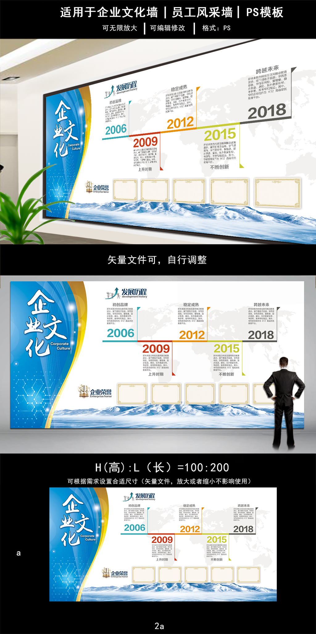 文化墙海报模板_创意企业文化墙企业发展历程展板模板