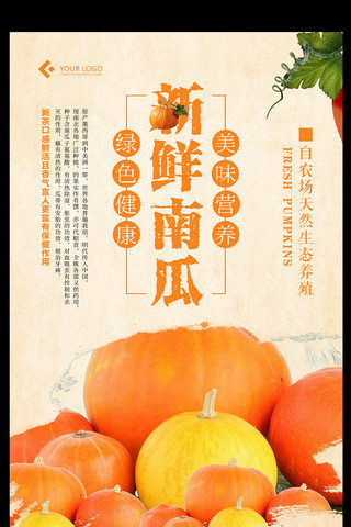 果蔬新鲜海报海报模板_新鲜南瓜美食蔬菜宣传海报