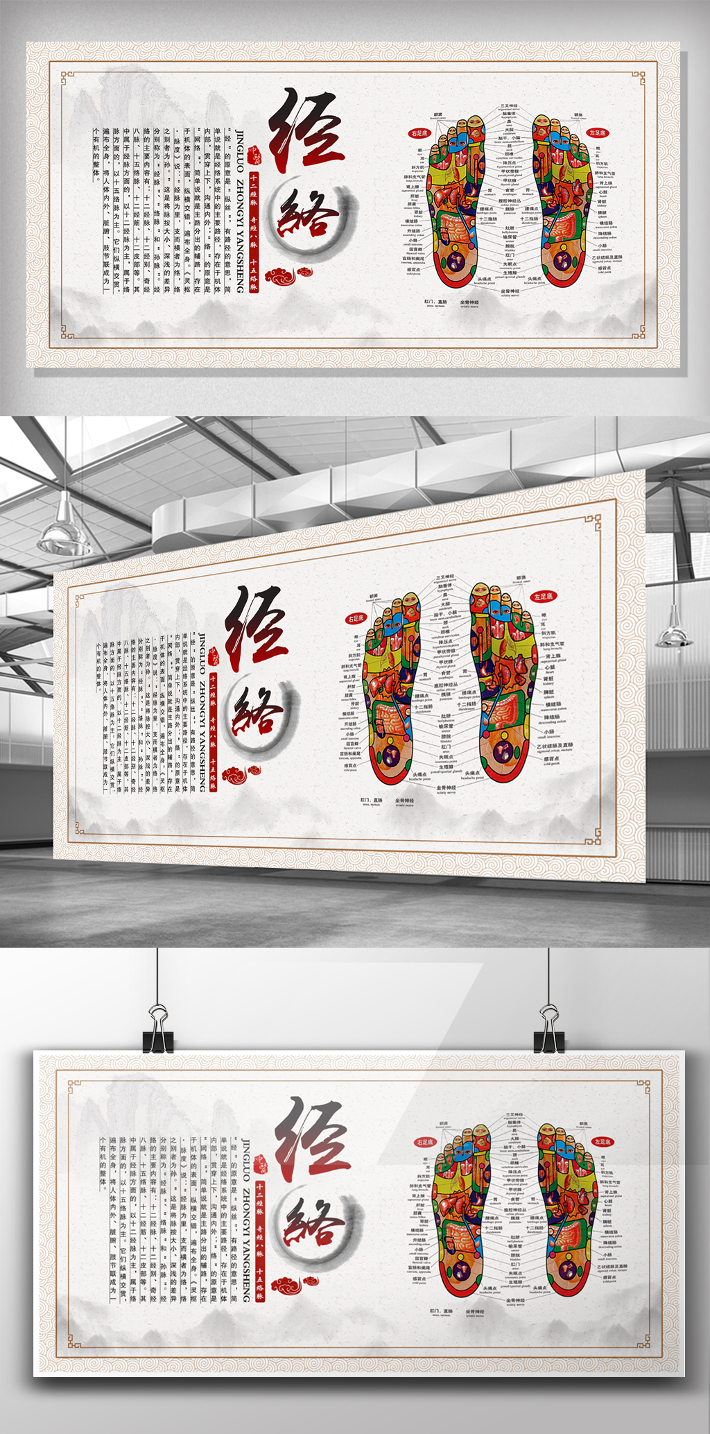 经络中国风医疗海报设计展板图片
