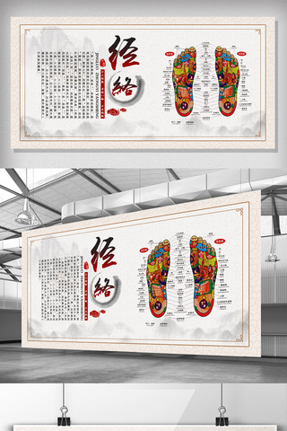 中医推拿海报海报模板_经络中国风医疗海报设计展板