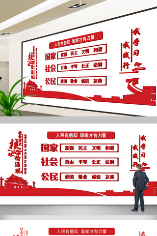 文化墙核心价值观海报模板_社会主义核心价值观党建文化展板室内宣传图