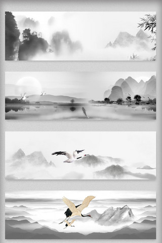 烟雨水墨海报模板_Z中国风水墨海报背景图