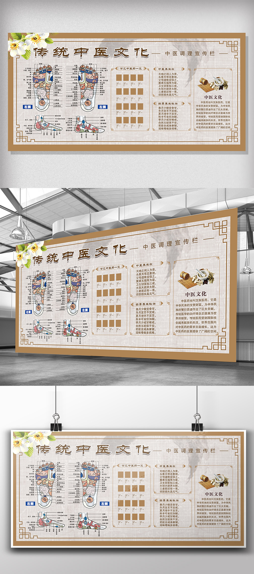 传统中医文化中医调理文化宣传展板