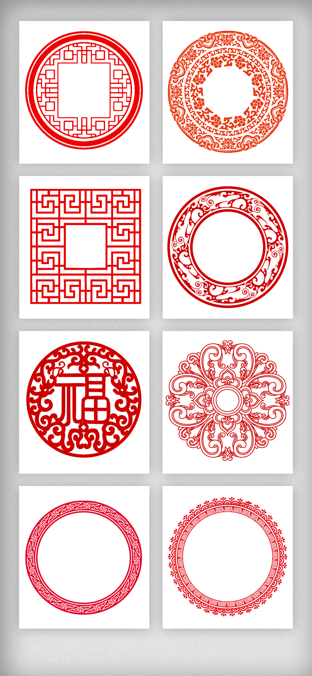 红色中国风古典复古边框花纹素材图片