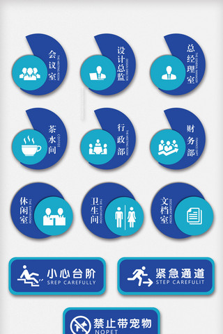 2018年蓝色色简洁大气导视牌导向牌