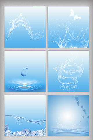 波谱海拔海报模板_淡雅清新水纹喷溅旋涡主图背景