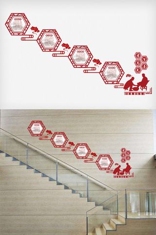 最新校园楼梯文化墙模版设计