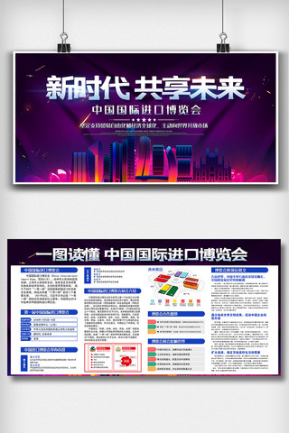 博览会宣传展板海报模板_中国国际进口博览会内容宣传展板图