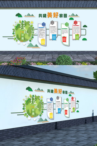 重复利用海报模板_环境建设垃圾回收资源利用垃圾分类文化墙