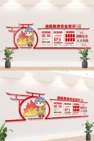 消防知识科普海报模板_红色消防知识常识宣传文化墙模板