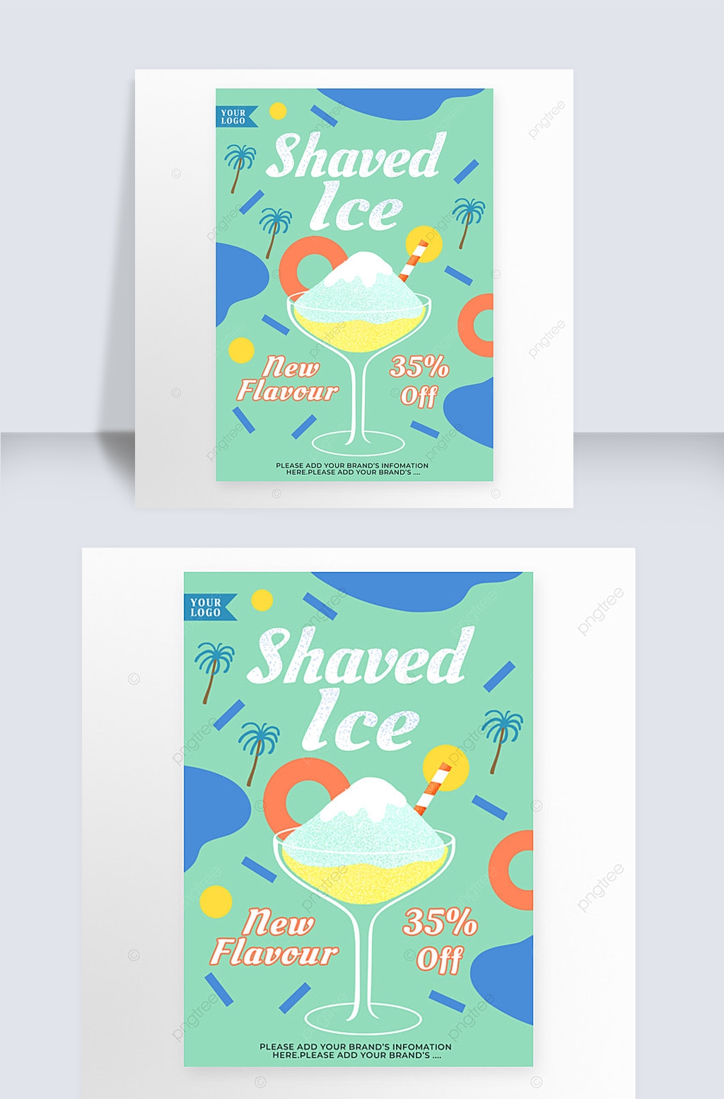 几何装饰夏季沙冰销售海报传单图片