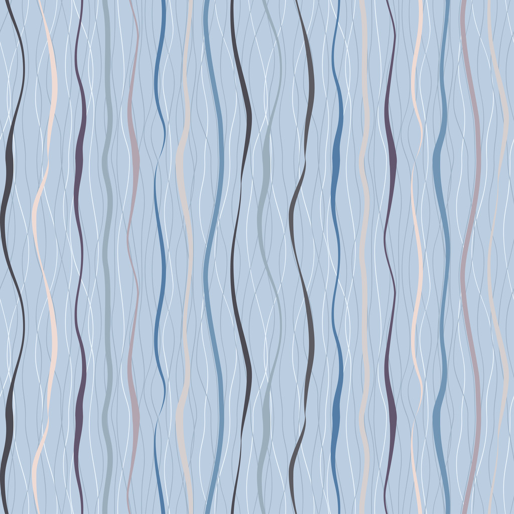 蓝色竖波浪纹和线。复古无缝模式图片