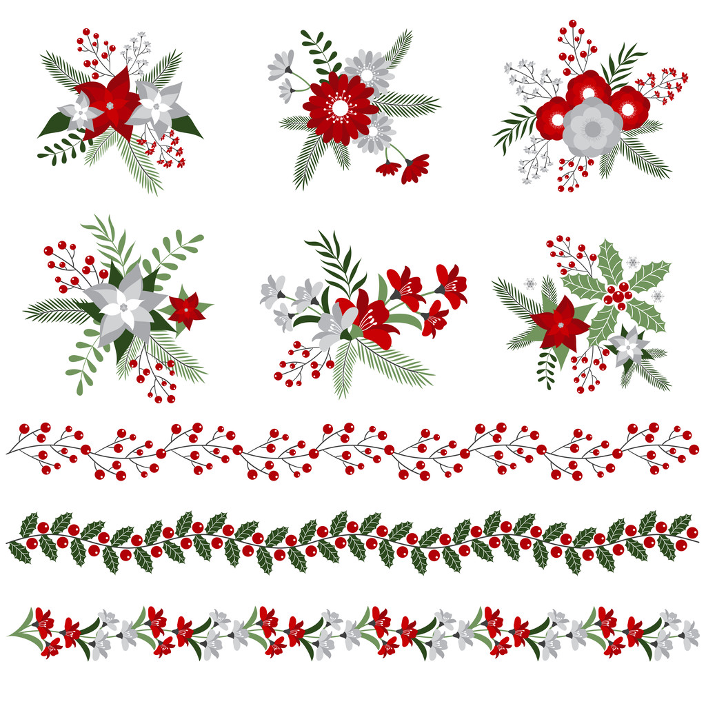 圣诞节花束和边框图片