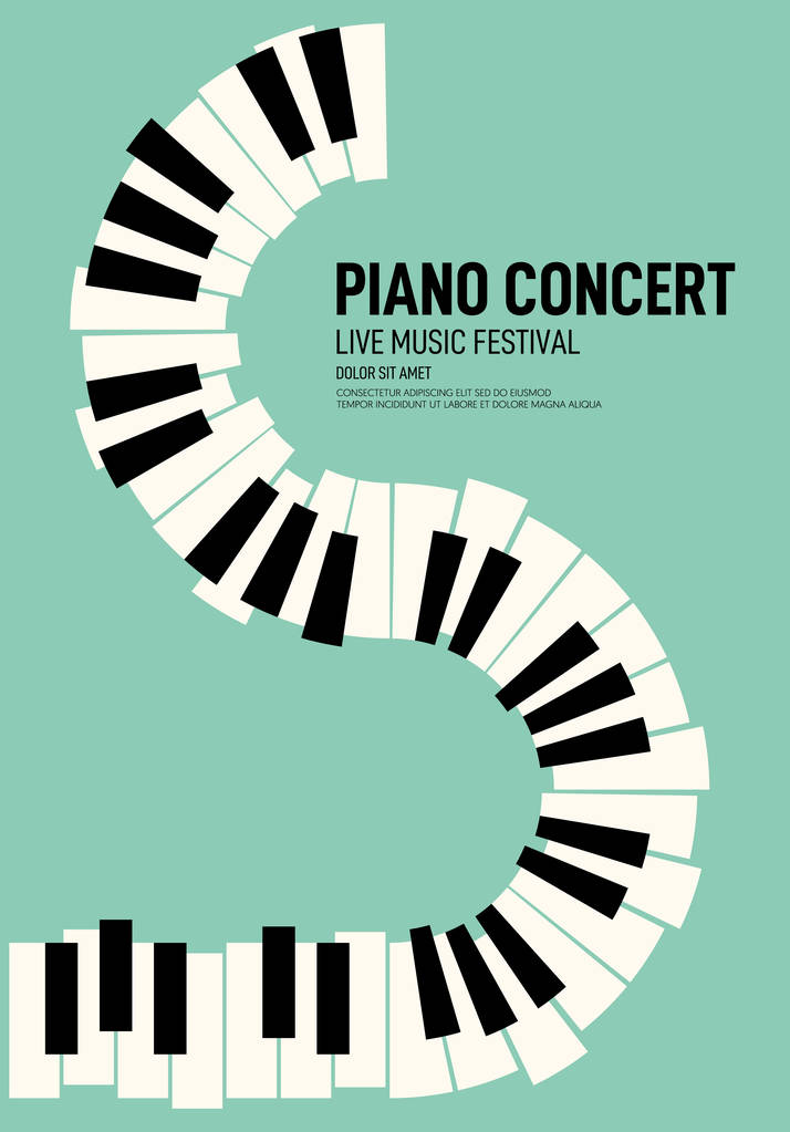 钢琴音乐会和音乐节海报现代复古复古风格图片