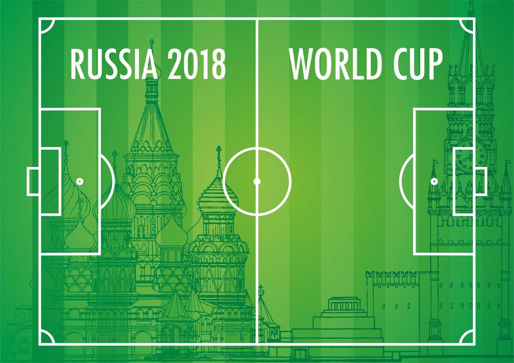 俄罗斯2018世界杯。橄榄球旗矢量插图。体育2018趋势, 矢量插图图片